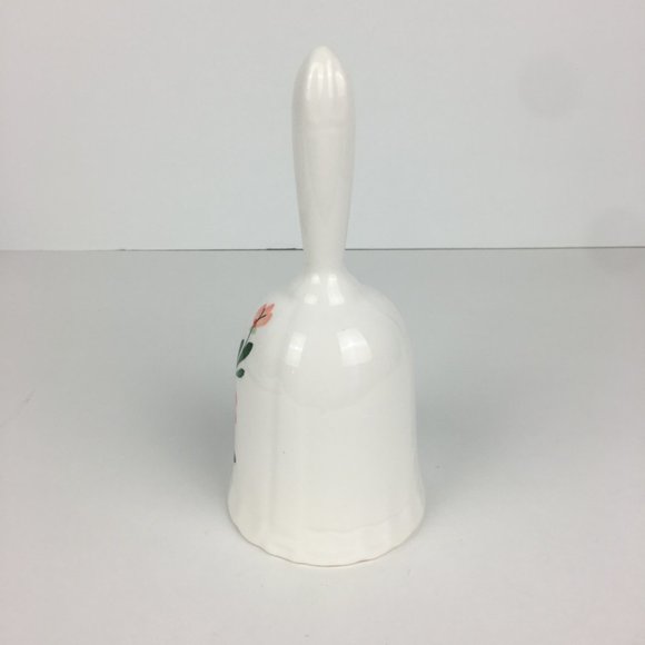 Vintage Ceramic Bell White w Pink Flowers‎ Decor - Picture 3 of 8